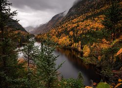 Góry, Jesień, Rzeka, Malbaie River, Prowincja Quebec, Kanada