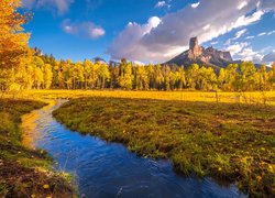 Jesień, Rzeka, Rośliny, Drzewa, Skały, Przełęcz Owl Creek Pass, Karolina Północna, Stany Zjednoczone