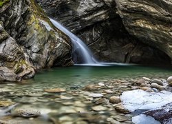 Wodospad, Skały, Kamienie, Rzeka, Lód, Park Narodowy Wysokich Taurów, Austria