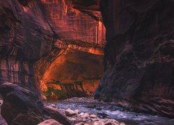 Rzeka, Virgin River, Kamienie, Kanion, Zion Narrows, Park Narodowy Zion, Utah, Stany Zjednoczone