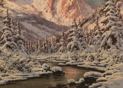 Rzeka zimą w malarstwie Laszlo Neogrady