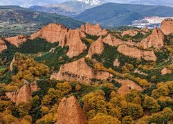 Skały, Rzymskie, Kopalnie, Złota, Drzewa, Jesień, Las Medulas, Region Kastylia-Leon, Hiszpania