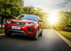 Czerwony, Range Rover Evoque, Szosa, Droga