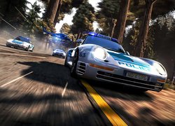 Gra, Need for Speed Hot Pursuit Remastered, Samochody, Helikopter, Polcja, Pościg, Droga, Drzewa