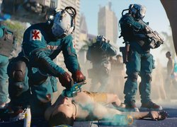 Scena reanimacji z gry Cyberpunk 2077