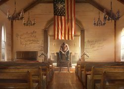 Far Cry 5, Flaga, Kościół, Ławki, Wnętrze
