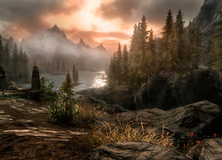 Sceneria z gry komputerowej The Elder Scrolls V: Skyrim