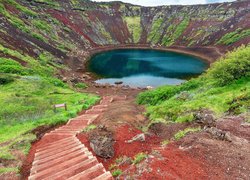 Islandia, Wulkan Grimsnes, Schody, Jezioro Kerid