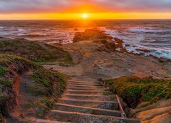 Schody na plażę Pescadero State Beach w Kalifornii