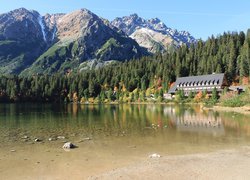 Jezioro, Popradzki Staw, Schronisko, Góry, Tatry Wysokie, Słowacja