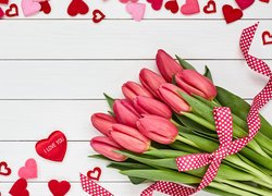 Walentynki, Miłość, Tulipany, Serduszka