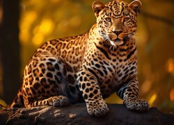 Siedzący jaguar w zbliżeniu