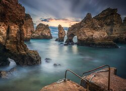 Wybrzeże, Skały, Morze, Ponta da Piedade, Region Algarve, Portugalia