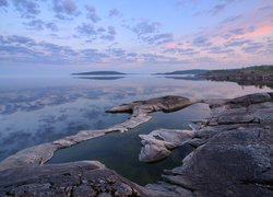 Jezioro Ładoga, Skały, Chmury, Republika Karelii, Rosja