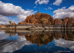 Skały, Granite Dells, Jezioro, Watson Lake, Prescott, Arizona, Stany Zjednoczone