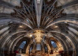 Wnętrze, Kościół, Katedra York Minster, Sklepienie, Panorama sferyczna, York, Anglia