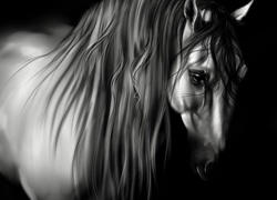 Smutny koń w grafice 3D