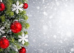 Boże Narodzenie, Bombki, Gałązki, Gwiazdki