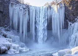 Sople na wodospadzie Jecheon w Korei Południowej