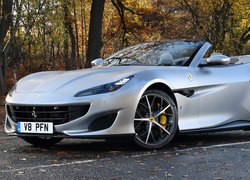 Srebrne Ferrari Portofino na drodze