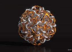 Srebrno-złota pleciona kula w grafice 3D
