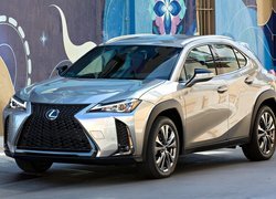 Srebrny, Lexus UX, Kolorowa, Ściana