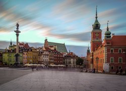 Polska, Warszawa, Stare Miasto, Domy, Rynek, Kolumna Zygmunta, Zamek Królewski, Kamieniczki