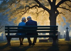 Starsze małżeństwo na ławce