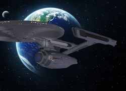 Serial, Star Trek, Ziemia, Statek kosmiczny Enterprise NCC-1701, Kosmos, Gwiazdy