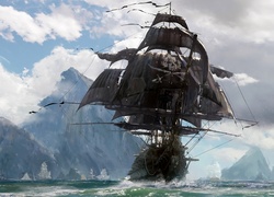 Statek piracki na morzu w grze Skull and Bones