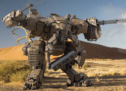 Strzelający robot na pustyni
