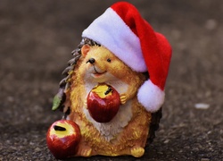 Świąteczna figurka jeża z jabłkami