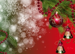 Boże Narodzenie, Choinka, Bombki, Grafika 2D