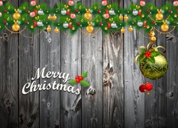 Boże Narodzenie, Życzenia, Bombki, Gałązki