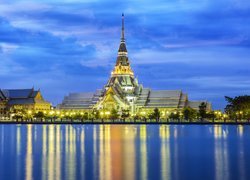 Świątynia, Wat Sothon Wararam Worawihan, Rzeka Bang Pakong, Prowincja Chachoengsao, Tajlandia