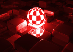 Świecąca kula na kostkach w grafice wektorowej 3D