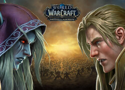 Sylvanas Windrunner i Anduin Wrynn na plakacie do gry World of Warcraft Battle for Azeroth