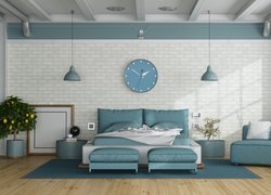 Sypialnia w niebieskim kolorze