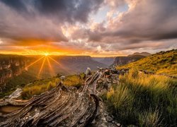 Australia, Nowa Południowa Walia, Góry Blue Mountains, Zachód Słońca, Skały