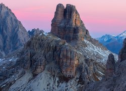 Góry, Dolomity, Szczyt, Toblinger Knoten, Skały, Różowe, Niebo, Włochy