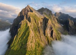 Góry Skandynawskie, Szczyty, Mgła, Niebo, Chmury, Norwegia