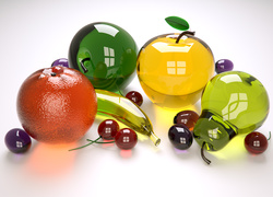 Szklane owoce w grafice 3D