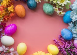 Wielkanoc, Kolorowe, Pisanki, Sztuczne, Kwiaty