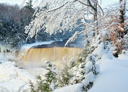 Tahquamenon Falls w zimowej scenerii