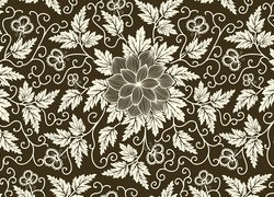 Tekstura w kwiaty i liście na brązowym tle