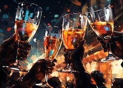 Toast wznoszony kieliszkami z alkoholem