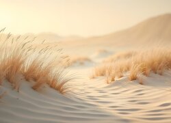 Trawa na wydmach oraz piaszczysta plaża