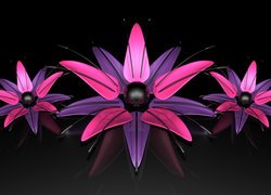 Grafika 3D, Trzy, Kwiaty