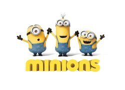 Minionki, Trzy, Napis