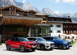 Trzy, Samochody, XC40, XC 60, XC90, Dom, Góry